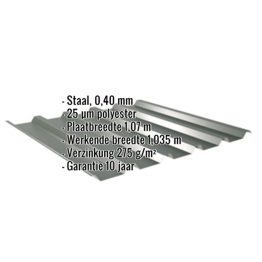 Damwandplaat 35/207 | Dak | Restpartij | Staal 0,40 mm | 25 µm Polyester | 6020 - Chroomoxydegroen #2