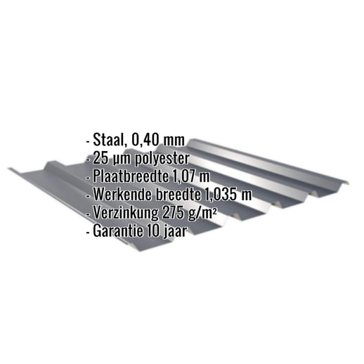 Damwandplaat 35/207 | Dak | Restpartij | Staal 0,40 mm | 25 µm Polyester | 7016 - Antracietgrijs #2