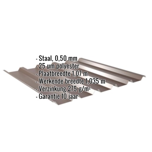 Damwandplaat 35/207 | Dak | Staal 0,50 mm | 25 µm Polyester | 8014 - Sepiabruin #2