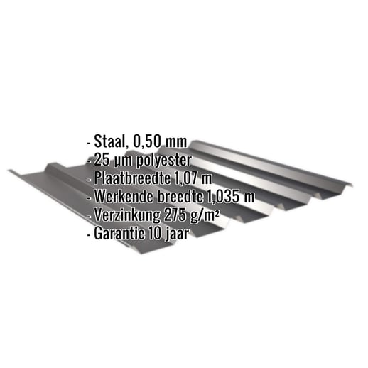 Damwandplaat 35/207 | Dak | Staal 0,50 mm | 25 µm Polyester | 9005 - Gitzwart #2