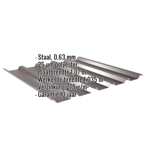 Damwandplaat 35/207 | Dak | Staal 0,63 mm | 25 µm Polyester | 8017 - Chocoladebruin #2