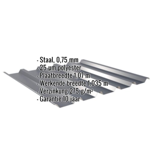 Damwandplaat 35/207 | Dak | Staal 0,75 mm | 25 µm Polyester | 7016 - Antracietgrijs #2