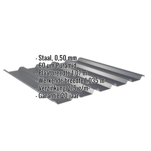 Damwandplaat 35/207 | Dak | Staal 0,50 mm | 60 µm Puramid | 7016 - Antracietgrijs #2