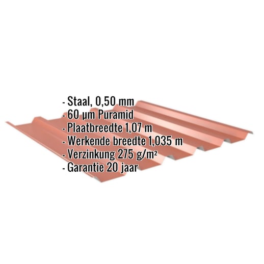 Damwandplaat 35/207 | Dak | Staal 0,50 mm | 60 µm Puramid | 8004 - Koperbruin #2