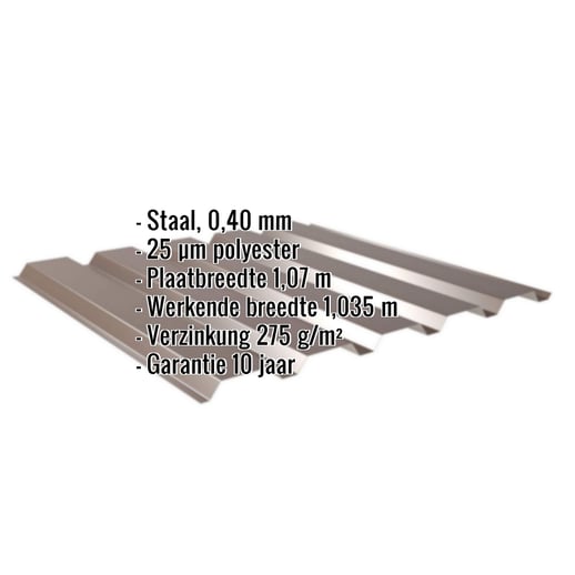 Damwandplaat 35/207 | Gevel | Restpartij | Staal 0,40 mm | 25 µm Polyester | 8014 - Sepiabruin #2