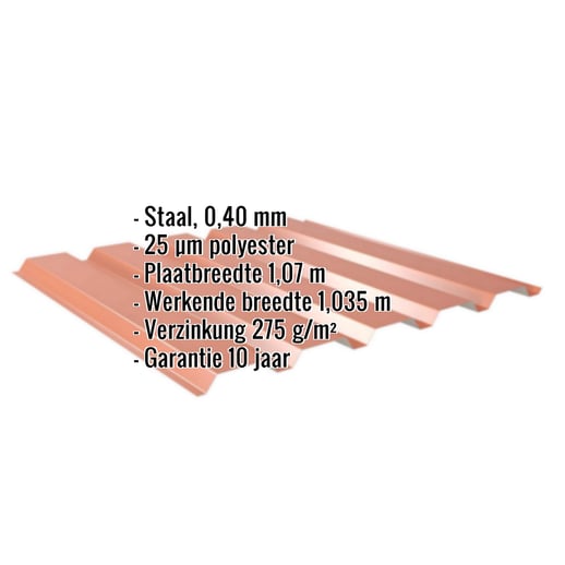 Damwandplaat 35/207 | Gevel | Restpartij | Staal 0,40 mm | 25 µm Polyester | 8004 - Koperbruin #2
