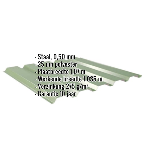 Damwandplaat 35/207 | Gevel | Staal 0,50 mm | 25 µm Polyester | 6011 - Resedagroen #2
