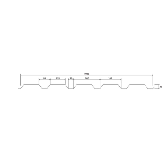 Damwandplaat 35/207 | Gevel | Staal 0,50 mm | 25 µm Polyester | 7035 - Lichtgrijs #8