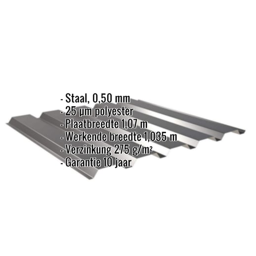 Damwandplaat 35/207 | Gevel | Staal 0,50 mm | 25 µm Polyester | 9005 - Gitzwart #2