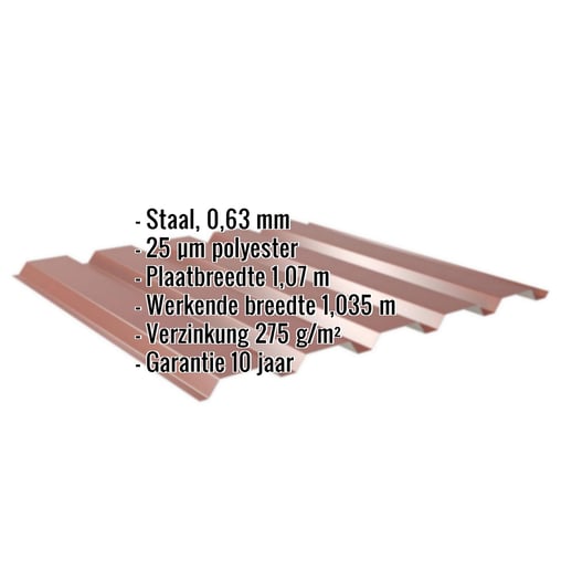 Damwandplaat 35/207 | Gevel | Staal 0,63 mm | 25 µm Polyester | 8012 - Roodbruin #2