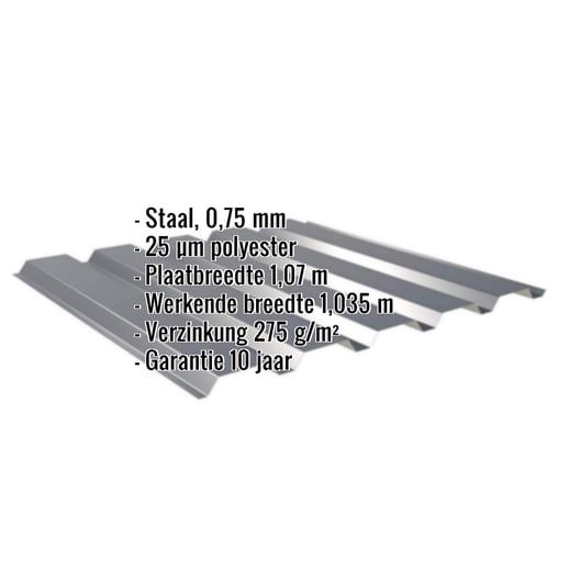 Damwandplaat 35/207 | Gevel | Staal 0,75 mm | 25 µm Polyester | 7016 - Antracietgrijs #2