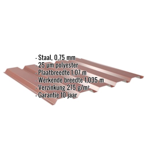 Damwandplaat 35/207 | Gevel | Staal 0,75 mm | 25 µm Polyester | 8012 - Roodbruin #2
