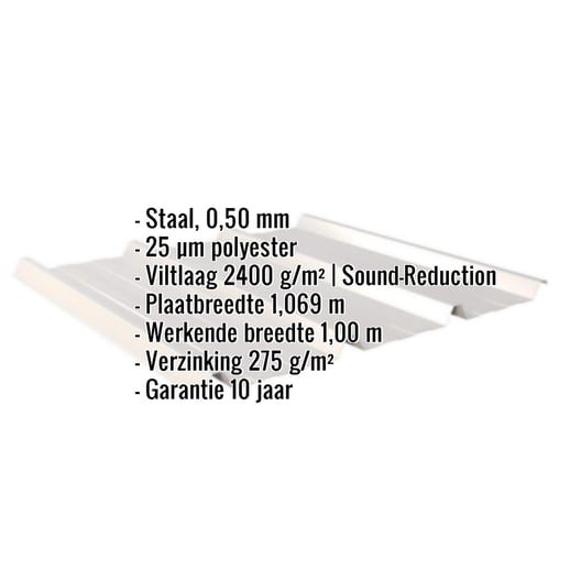 Damwandplaat 45/333 | Dak | Anti-Drup 1000 g/m² | Staal 0,50 mm | 25 µm Polyester | 7035 - Lichtgrijs #2