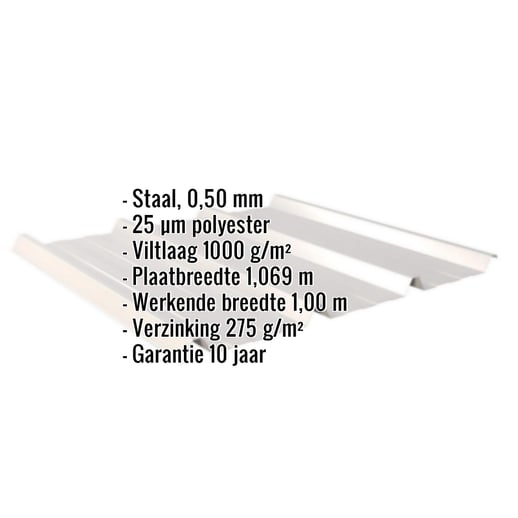 Damwandplaat 45/333 | Dak | Anti-Drup 1000 g/m² | Staal 0,50 mm | 25 µm Polyester | 7035 - Lichtgrijs #2