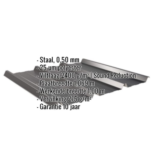 Damwandplaat 45/333 | Dak | Anti-Drup 1000 g/m² | Staal 0,50 mm | 25 µm Polyester | 9005 - Gitzwart #2