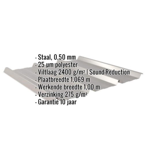 Damwandplaat 45/333 | Dak | Anti-Drup 1000 g/m² | Staal 0,50 mm | 25 µm Polyester | 9007 - Grijs aluminiumkleuri #2