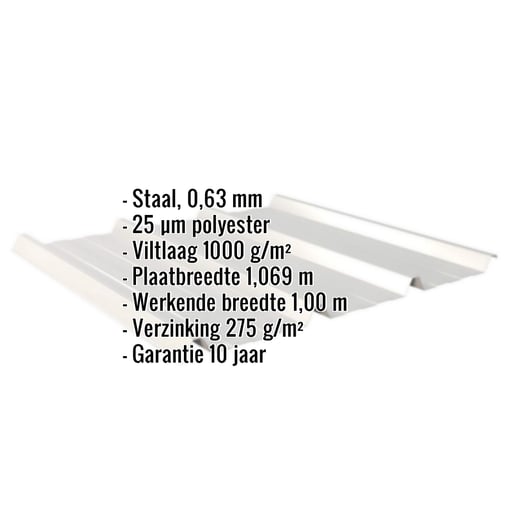 Damwandplaat 45/333 | Dak | Anti-Drup 1000 g/m² | Staal 0,63 mm | 25 µm Polyester | 9006 - Zilver-Metallic #2