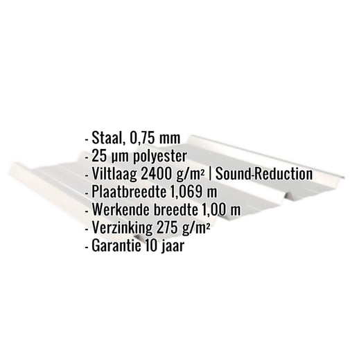 Damwandplaat 45/333 | Dak | Anti-Drup 1000 g/m² | Staal 0,75 mm | 25 µm Polyester | 9006 - Zilver-Metallic #2