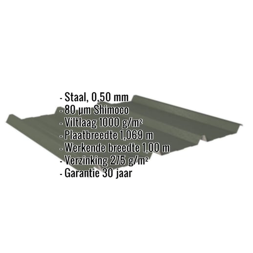 Damwandplaat 45/333 | Dak | Anti-Drup 1000 g/m² | Staal 0,50 mm | 80 µm Shimoco | 6020 - Chroomoxydegroen #2