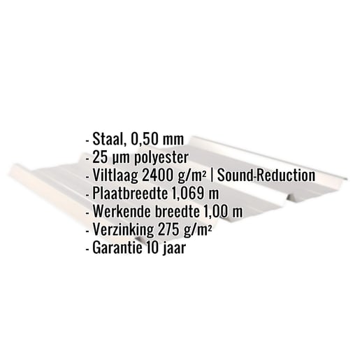 Damwandplaat 45/333 | Dak | Anti-Drup 2400 g/m² | Staal 0,50 mm | 25 µm Polyester | 7035 - Lichtgrijs #2