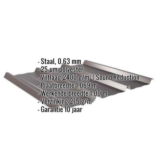Damwandplaat 45/333 | Dak | Anti-Drup 2400 g/m² | Staal 0,63 mm | 25 µm Polyester | 8017 - Chocoladebruin #2