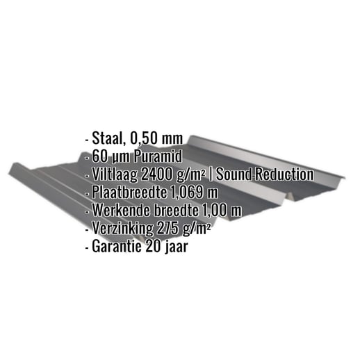 Damwandplaat 45/333 | Dak | Anti-Drup 2400 g/m² | Staal 0,50 mm | 60 µm Puramid | 7016 - Antracietgrijs #2