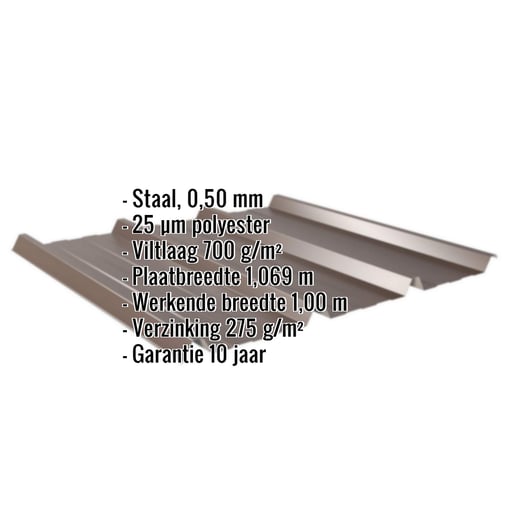 Damwandplaat 45/333 | Dak | Anti-Drup 700 g/m² | Staal 0,50 mm | 25 µm Polyester | 8014 - Sepiabruin #2
