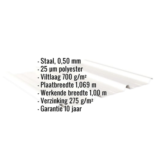 Damwandplaat 45/333 | Dak | Anti-Drup 700 g/m² | Staal 0,50 mm | 25 µm Polyester | 9010 - Zuiverwit #2