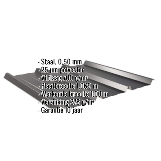 Damwandplaat 45/333 | Dak | Anti-Drup 700 g/m² | Staal 0,50 mm | 25 µm Polyester | 9005 - Gitzwart #2