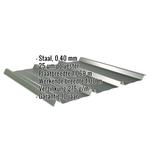 Damwandplaat 45/333 | Dak | Restpartij | Staal 0,40 mm | 25 µm Polyester | 6020 - Chroomoxydegroen #2