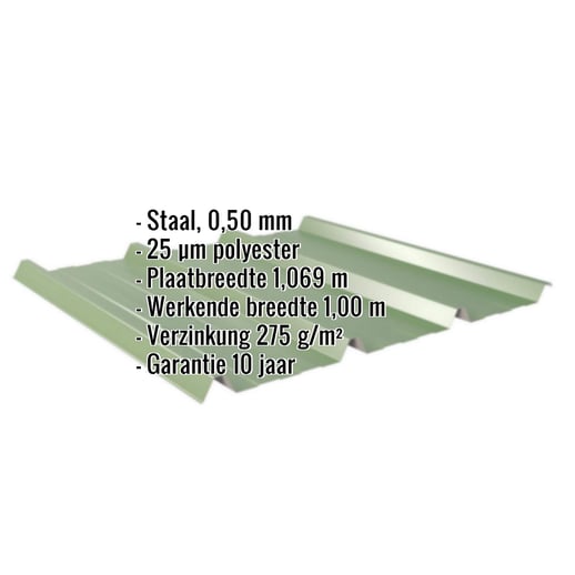 Damwandplaat 45/333 | Dak | Staal 0,50 mm | 25 µm Polyester | 6011 - Resedagroen #2