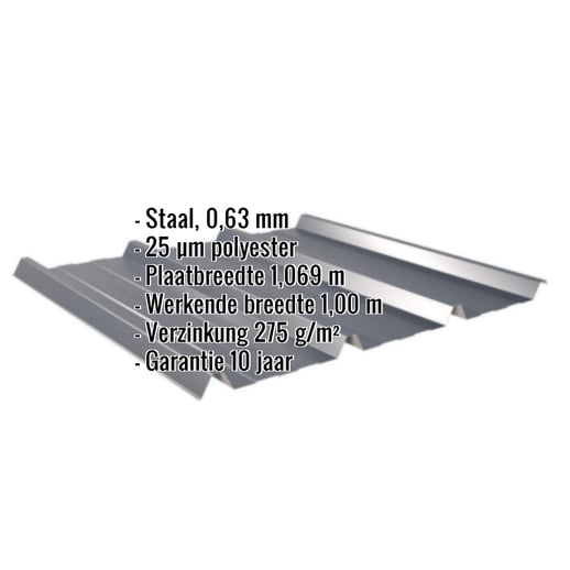 Damwandplaat 45/333 | Dak | Staal 0,63 mm | 25 µm Polyester | 7016 - Antracietgrijs #2