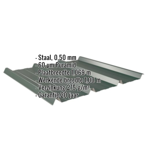 Damwandplaat 45/333 | Dak | Staal 0,50 mm | 60 µm Puramid | 6005 - Mosgroen #2