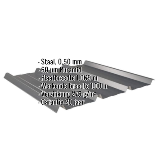 Damwandplaat 45/333 | Dak | Staal 0,50 mm | 60 µm Puramid | 7016 - Antracietgrijs #2