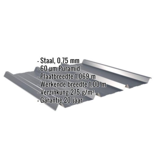 Damwandplaat 45/333 | Dak | Staal 0,75 mm | 60 µm Puramid | 7016 - Antracietgrijs #2