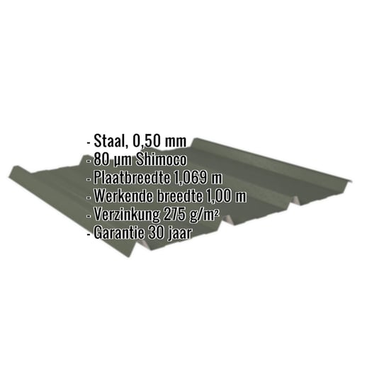 Damwandplaat 45/333 | Dak | Staal 0,50 mm | 80 µm Shimoco | 6020 - Chroomoxydegroen #2