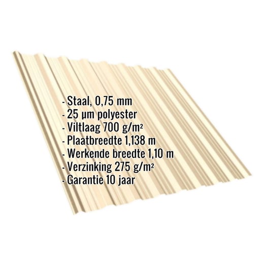 Damwandplaat T18DR | Dak | Anti-Drup 700 g/m² | Staal 0,75 mm | 25 µm Polyester | 1015 - Licht ivoorkleurig #2