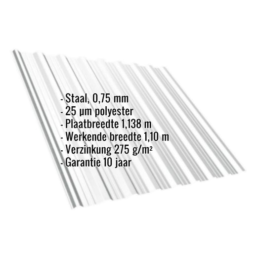 Damwandplaat T18DR | Dak | Staal 0,75 mm | 25 µm Polyester | 7035 - Lichtgrijs #2