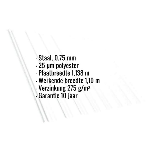 Damwandplaat T18DR | Dak | Staal 0,75 mm | 25 µm Polyester | 9010 - Zuiverwit #2