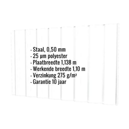Damwandplaat T18DR | Gevel | Staal 0,50 mm | 25 µm Polyester | 9010 - Zuiverwit #2