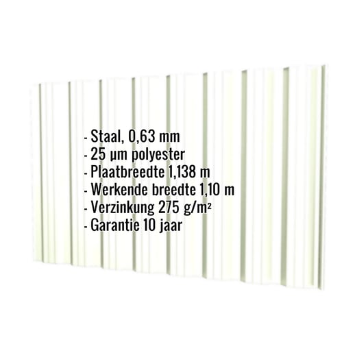 Damwandplaat T18DR | Gevel | Staal 0,63 mm | 25 µm Polyester | 9002 - Grijswit #2
