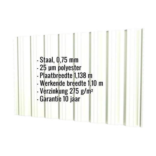 Damwandplaat T18DR | Gevel | Staal 0,75 mm | 25 µm Polyester | 9002 - Grijswit #2