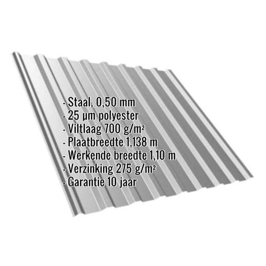 Damwandplaat T20M | Dak | Anti-Drup 700 g/m² | Staal 0,50 mm | 25 µm Polyester | 9007 - Grijs aluminiumkleurig #2