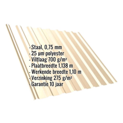 Damwandplaat T20M | Dak | Anti-Drup 700 g/m² | Staal 0,75 mm | 25 µm Polyester | 1015 - Licht ivoorkleurig #2