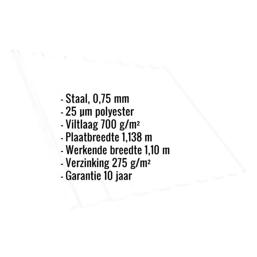 Damwandplaat T20M | Dak | Anti-Drup 700 g/m² | Staal 0,75 mm | 25 µm Polyester | 9010 - Zuiverwit #2