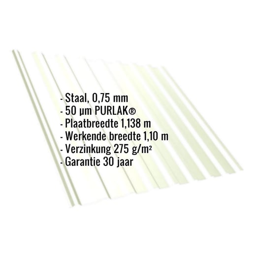 Damwandplaat T20M | Dak | Staal 0,75 mm | 50 µm PURLAK® | 9002 - Grijswit #2