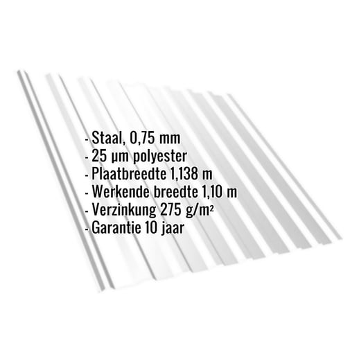 Damwandplaat T20M | Dak | Staal 0,75 mm | 25 µm Polyester | 7035 - Lichtgrijs #2