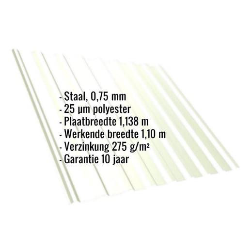 Damwandplaat T20M | Dak | Staal 0,75 mm | 25 µm Polyester | 9002 - Grijswit #2