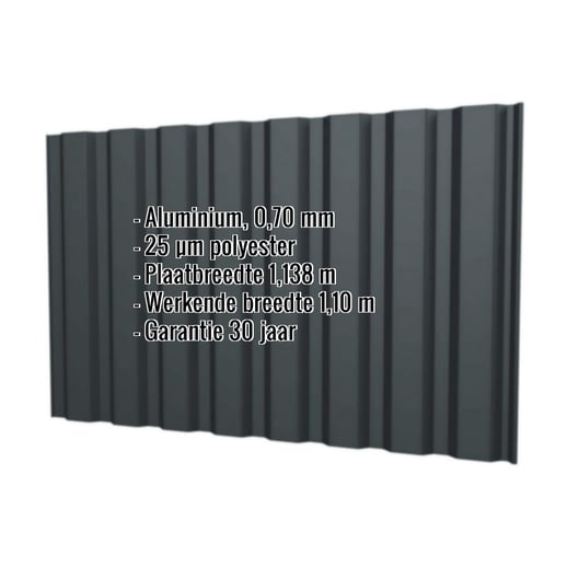 Damwandplaat T20M | Gevel | Aluminium 0,70 mm | 25 µm Polyester | 7016 - Antracietgrijs #2