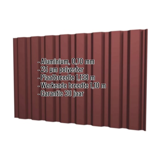 Damwandplaat T20M | Gevel | Aluminium 0,70 mm | 25 µm Polyester | 8012 - Roodbruin #2